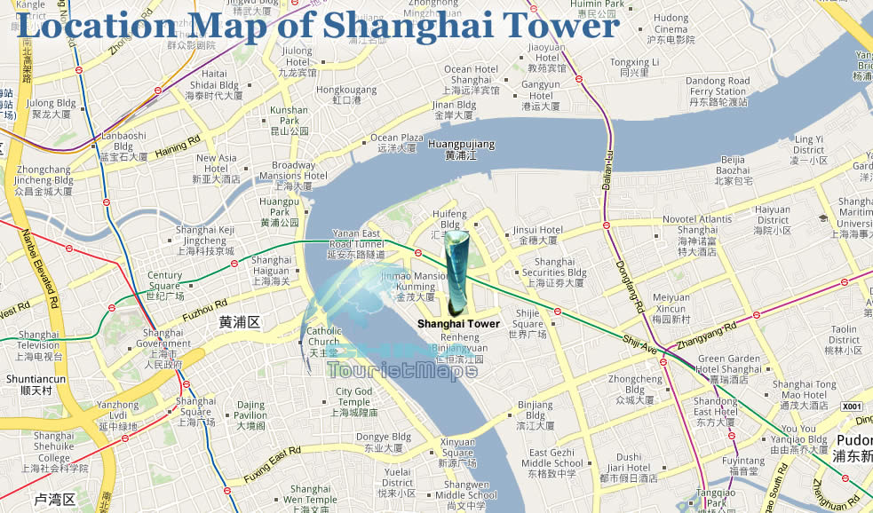 Шанхайская башня на карте